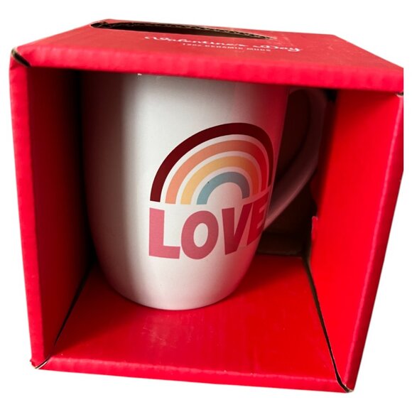 Retro LOVE Rainbow Mug Ceramic Pink Interior Coffee Cup Mug Valentine’s Day 12oz - Picture 6 of 8